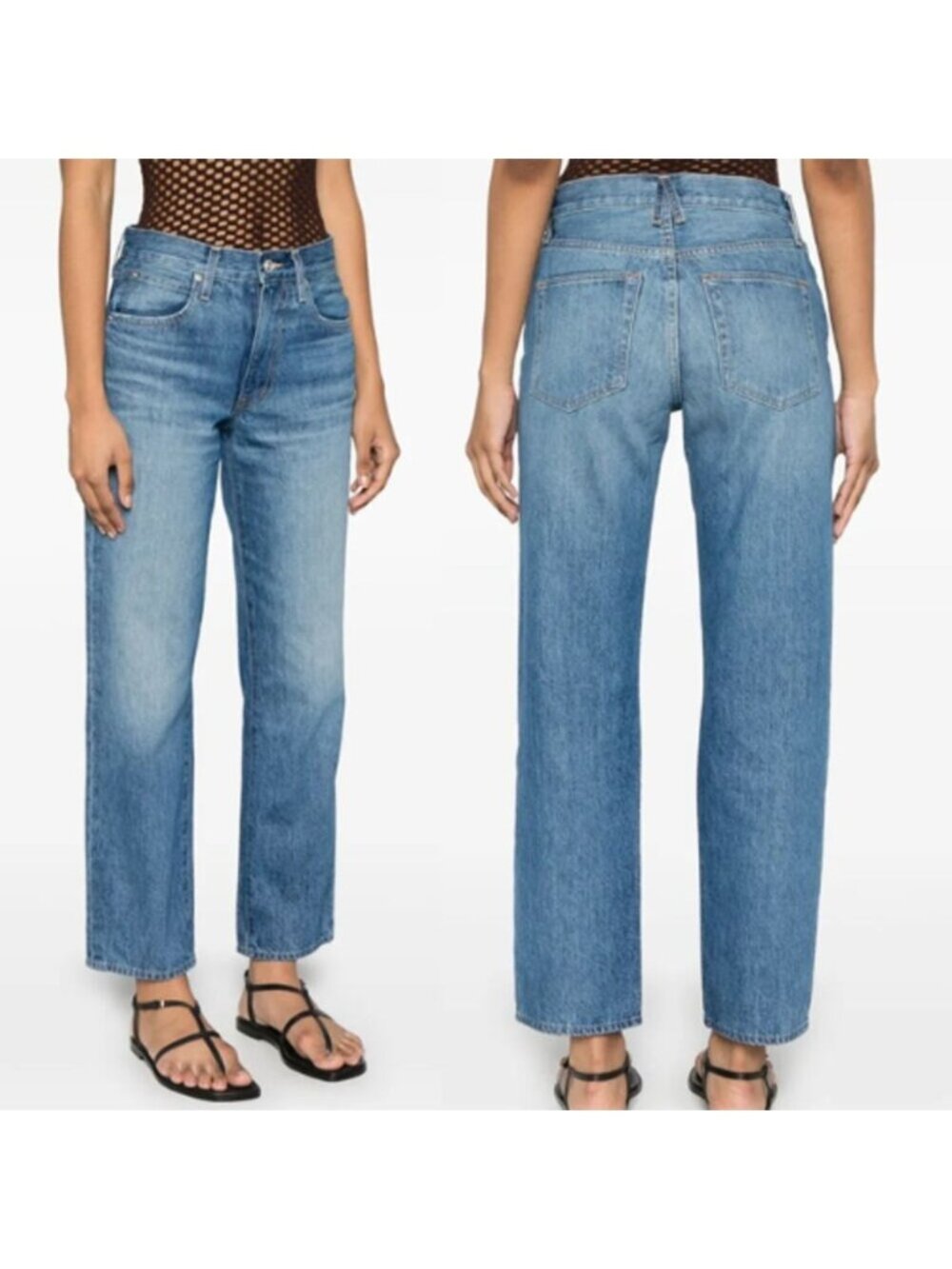 NEW SLVRLAKE Sophie High Rise Straight Leg Fit Ankle Jeans Blue Wash Size: 26